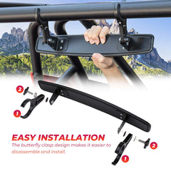 KEMIMOTO UTV roll cage compatibility diagram shows 1.75–2 inch tubes