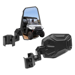 KEMIMOTO UTV side mirror with windshield-friendly clamp for clear rear visibility.