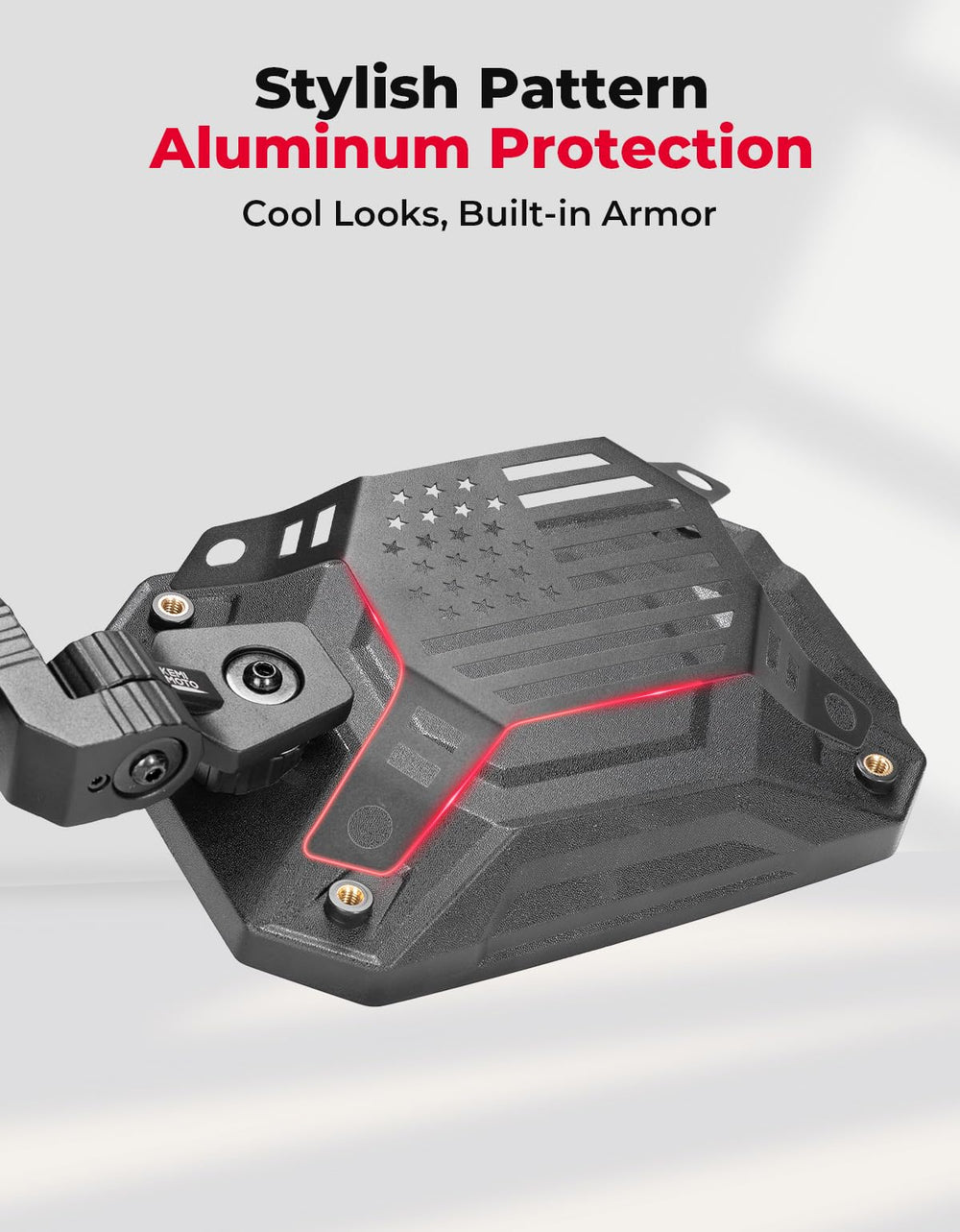 KEMIMOTO folding-design mirrors protect during tight trail passages and docking