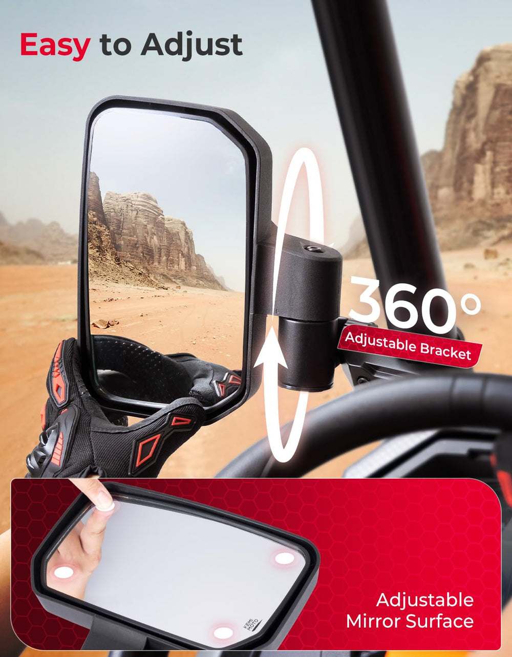 KEMIMOTO roll cage fit works with 1.65–2 inch bars for broad compatibility.