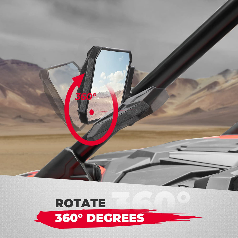 X-texture back design of Kemimoto mirrors adds rugged style