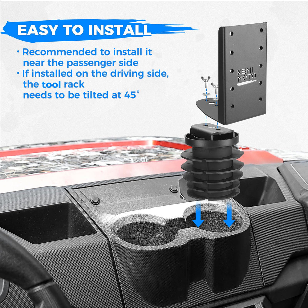 KEMIMOTO UTV tool holder compatible with Polaris Ranger fits securely
