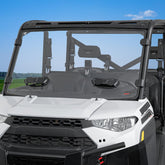 KEMIMOTO vented windshield front for Polaris Ranger blocks debris while improving airflow.