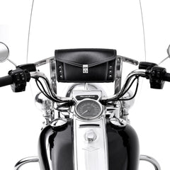 KEMIMOTO windshield bag on a 10-inch windscreen provides organized touring storage.