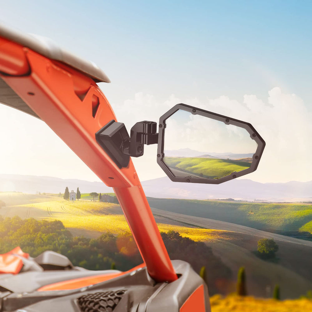 Kemimoto X3 mirror with full billet aluminum construction for rugged off-road visibility