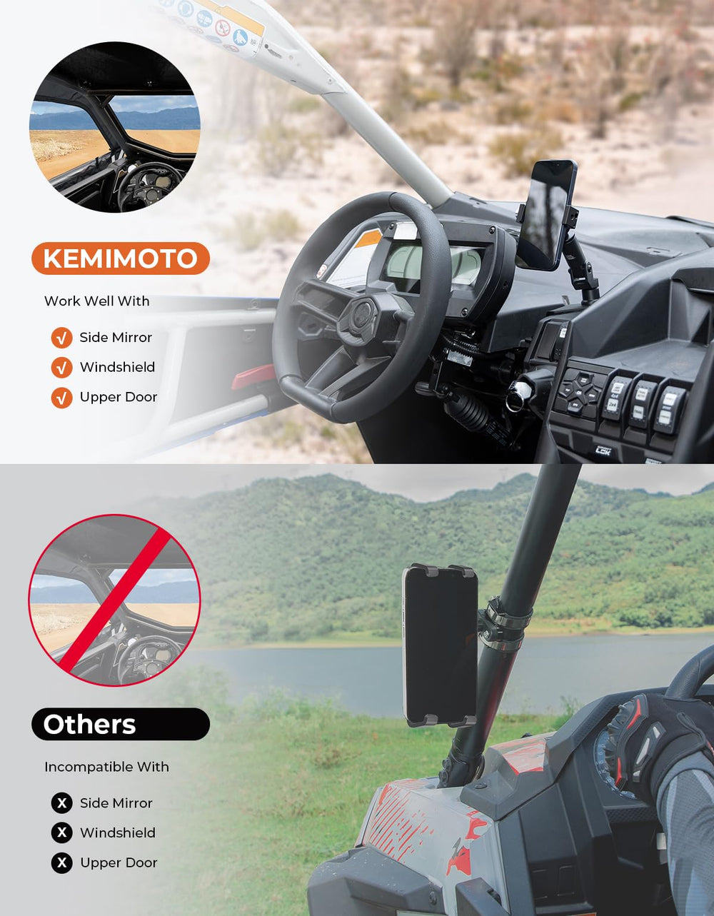 KEMIMOTO X3 installation is drill-free with included hardware.