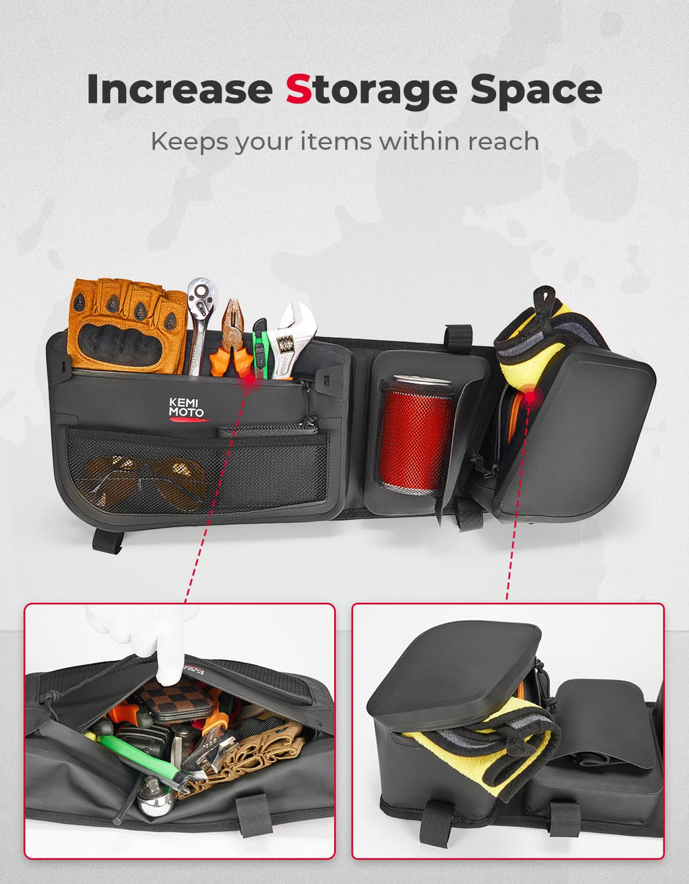 KEMIMOTO X3 pack of 2 storage bags ready for installation