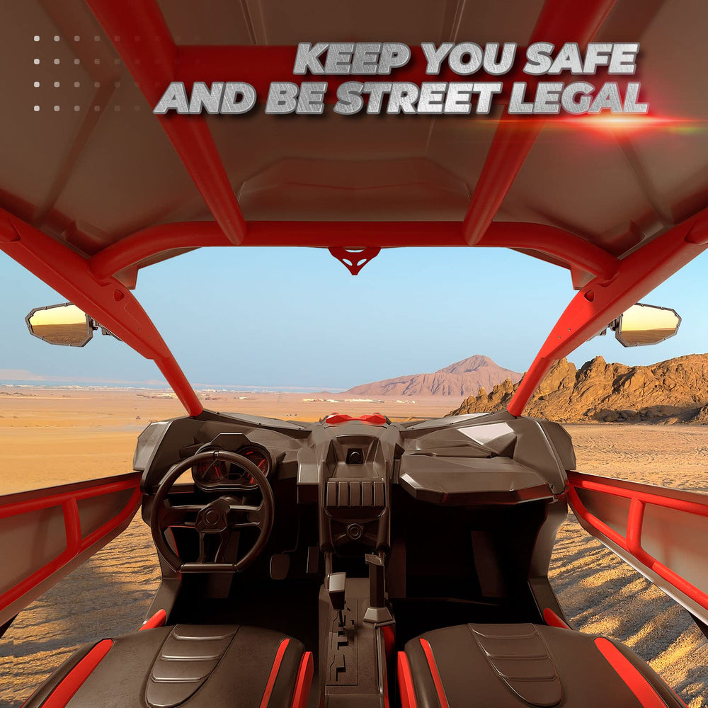 X3 mirror designed to fit without interfering with windshield or roof