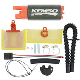 KEMSO 340LPH fuel pump front view, high-flow design for performance engines