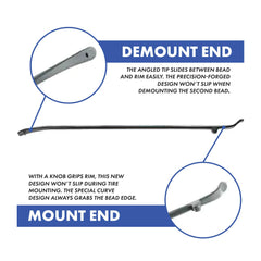 Ken-Tool 34645 demount iron with rounded end aids bead access on truck tires