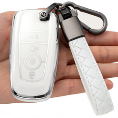 Kespevn Ford key fob cover, white front view, protects from drops.
