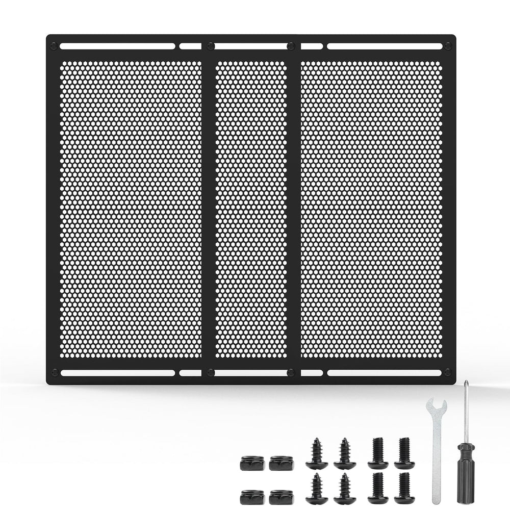 Kessainely metal grille provides durable protection against tears on RV screen doors.