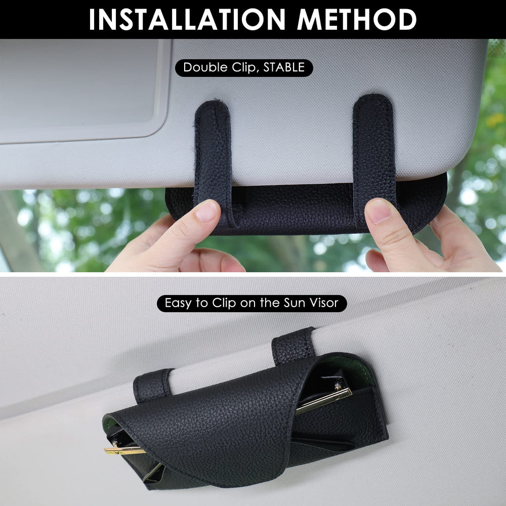 KEVANCHO leather glasses holder with soft velvet interior protects lenses