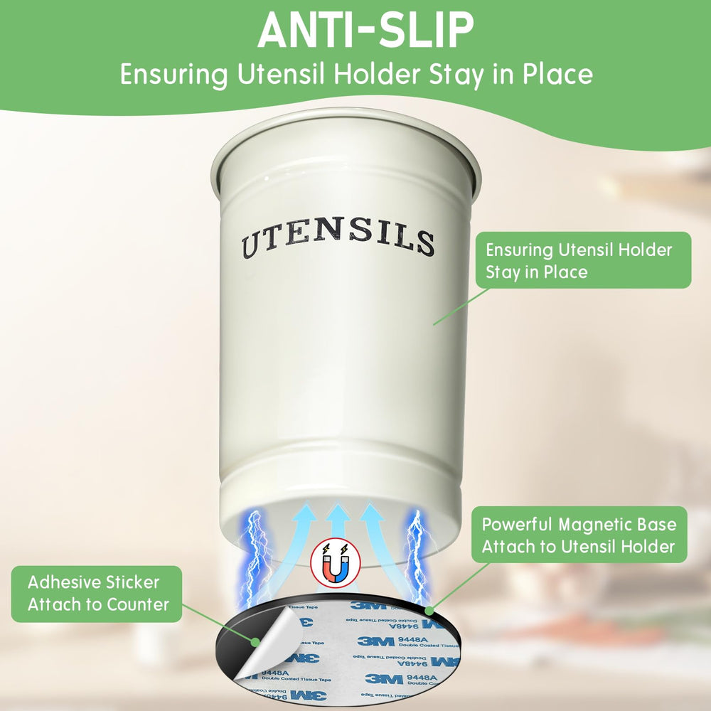 Kevenal magnetic RV utensil holder adhesive-base on counter for easy installation.