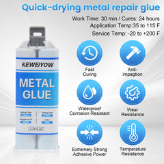 KEWEIYOW glue syringe with pusher for precise 1 to 1 mixing