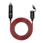 Kewig 12-24V extension cord extended to 20ft reach for in-vehicle power.