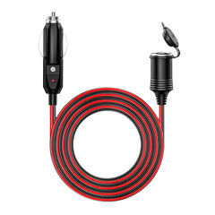 Kewig 12-24V extension cord extended to 20ft reach for in-vehicle power.