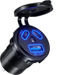 Kewig 12V USB outlet car charge with fast PD3.0 and QC3.0 ports for rapid charging on the go.