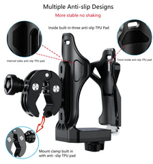 Kewig cup holder features sturdy clamps and rubber pads for secure grip