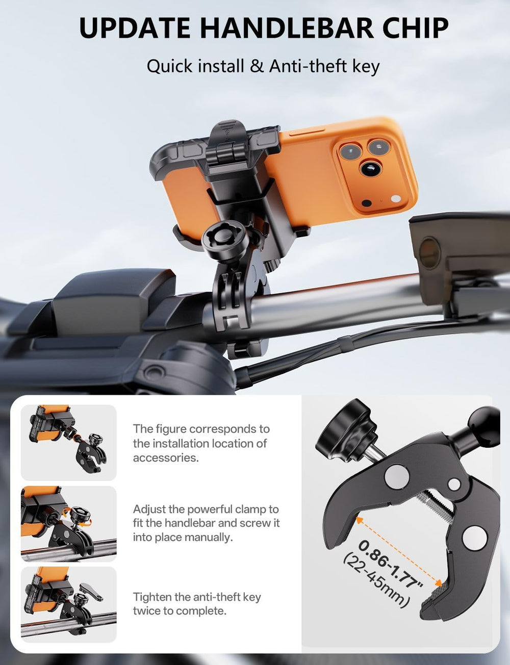 Kewig bike phone holder easy grab operation supports one-handed use.
