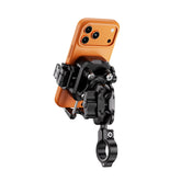 Kewig motorcycle phone mount on handlebars provides secure navigation.