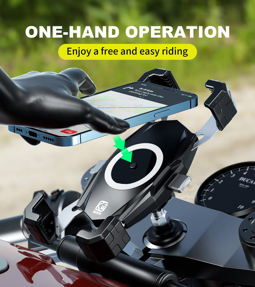 Kewig one-push lock release mechanism for fast, one-handed phone access