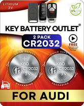 Key Battery Outlet Audi CR2032 2-pack provides fast, reliable key fob power.