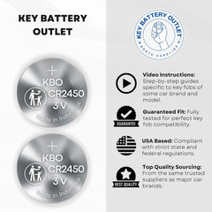Key Battery Outlet CR2450 enables quick fob function test after install.