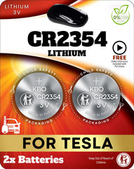 Key Battery Outlet Tesla CR2354 2-pack ready for quick key fob replacement.