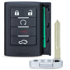 Keyecu replacement smart remote fob for Cadillac CTS STS 2008-2013, front view with 5-button layout