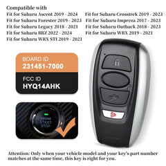 Keyecu Subaru remote fob back view showing HYQ14AHK label.