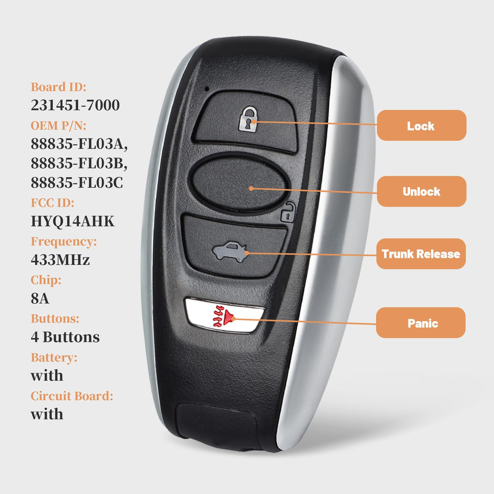 Keyecu Subaru remote fob internal 8A chip confirms compatibility.