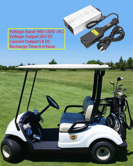 Keyhao 36V charger in use powering a golf cart