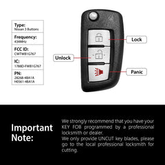 Keylessbest replacement 3-button fob designed for 2014-2019 Nissan Rogue compatibility