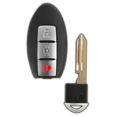 KeylessOption Nissan Leaf replacement remote front view with 3-button layout for quick access