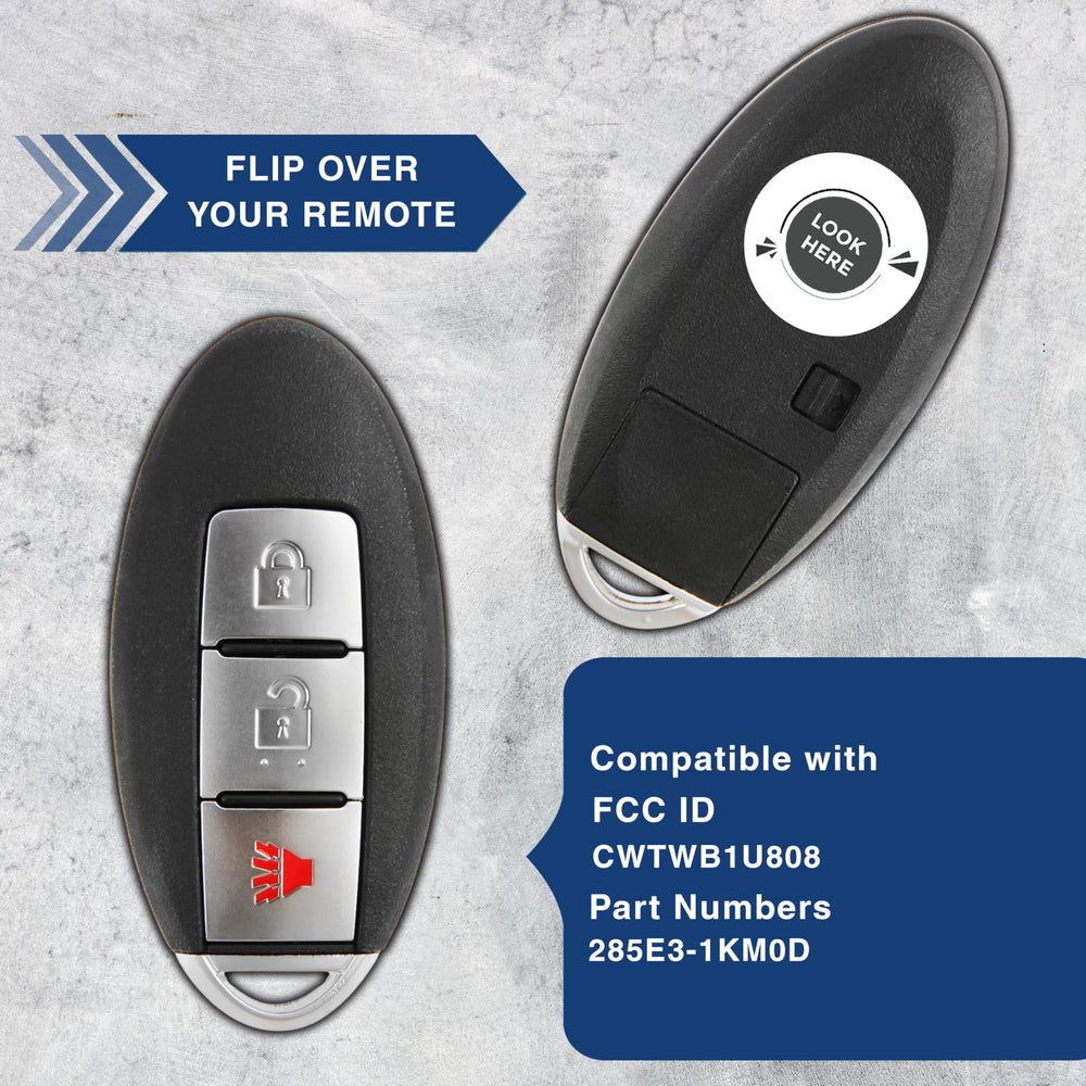 KeylessOption Versa Note remote front view with panic button for emergencies