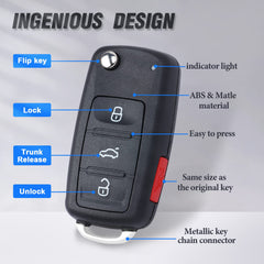 Keymall flip key fob for VW Passat/Beetle 2012-2016; compatible replacement remote