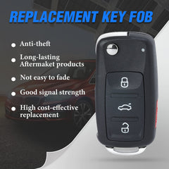 Keymall flip key fob for VW Tiguan; compact remote upgrade