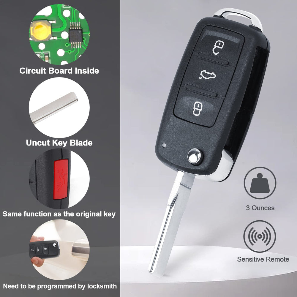 Keymall flip key fob for VW Touareg; keyless entry compatibility