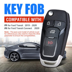 Keymall fob shell back view with FCC ID and part number for verification.