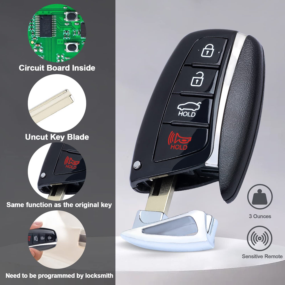 Keymall remote with four-button layout for lock, unlock, hatch, panic