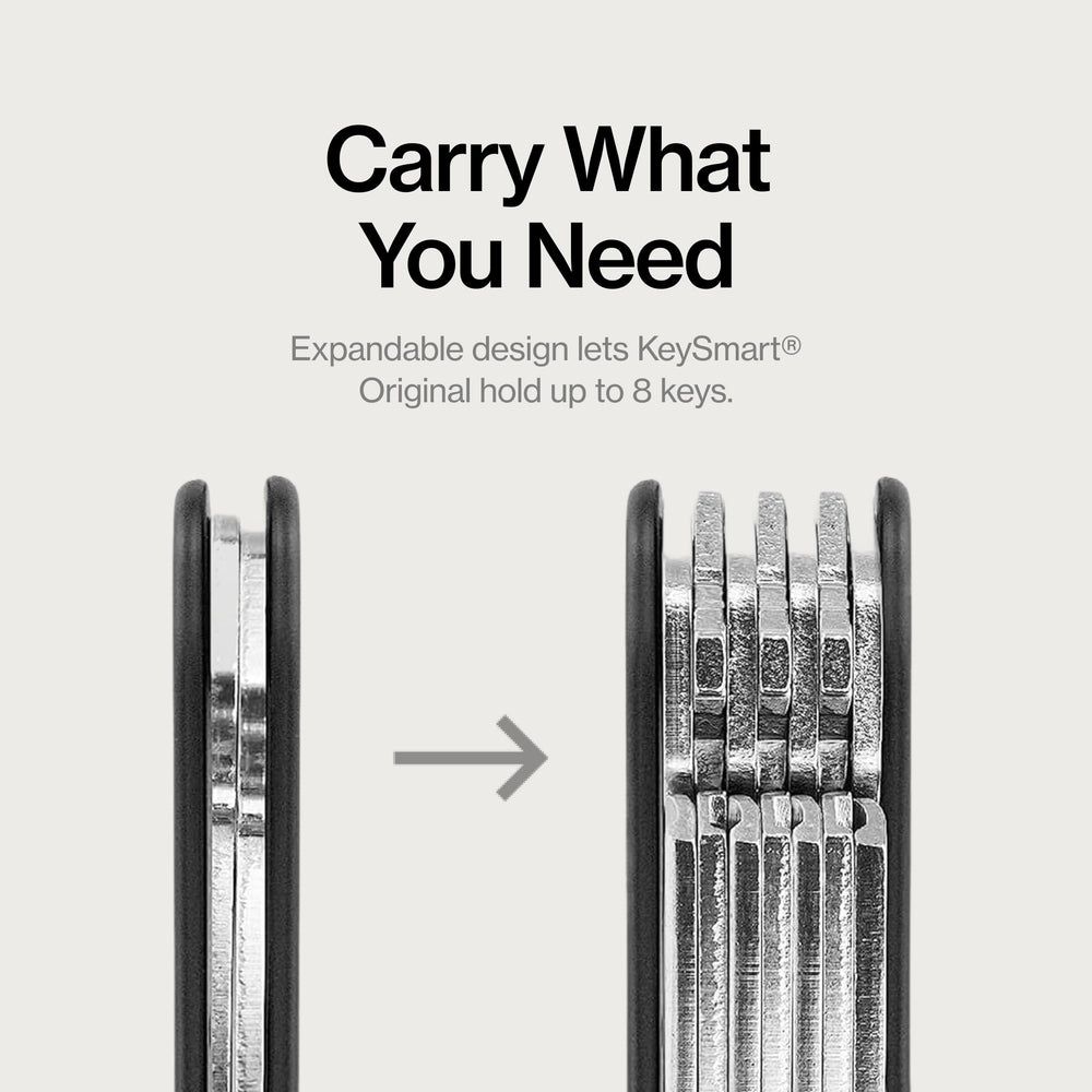 KeySmart Original Key Holder expanded to show capacity for up to eight keys.