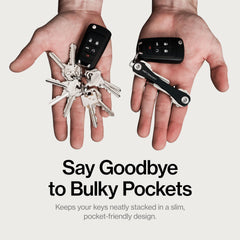 KeySmart Original Key Holder close-up highlights the slim S-shaped design saving pocket space.