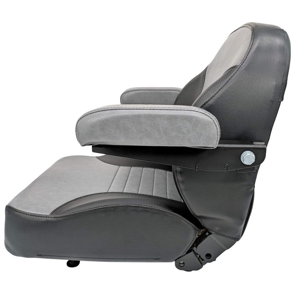 Keystone Seats Comfort Plus armrests close-up shows padded support for longer use.