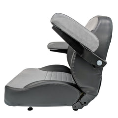 Keystone Seats Comfort Plus backrest angle close-up demonstrates posture control during setup.