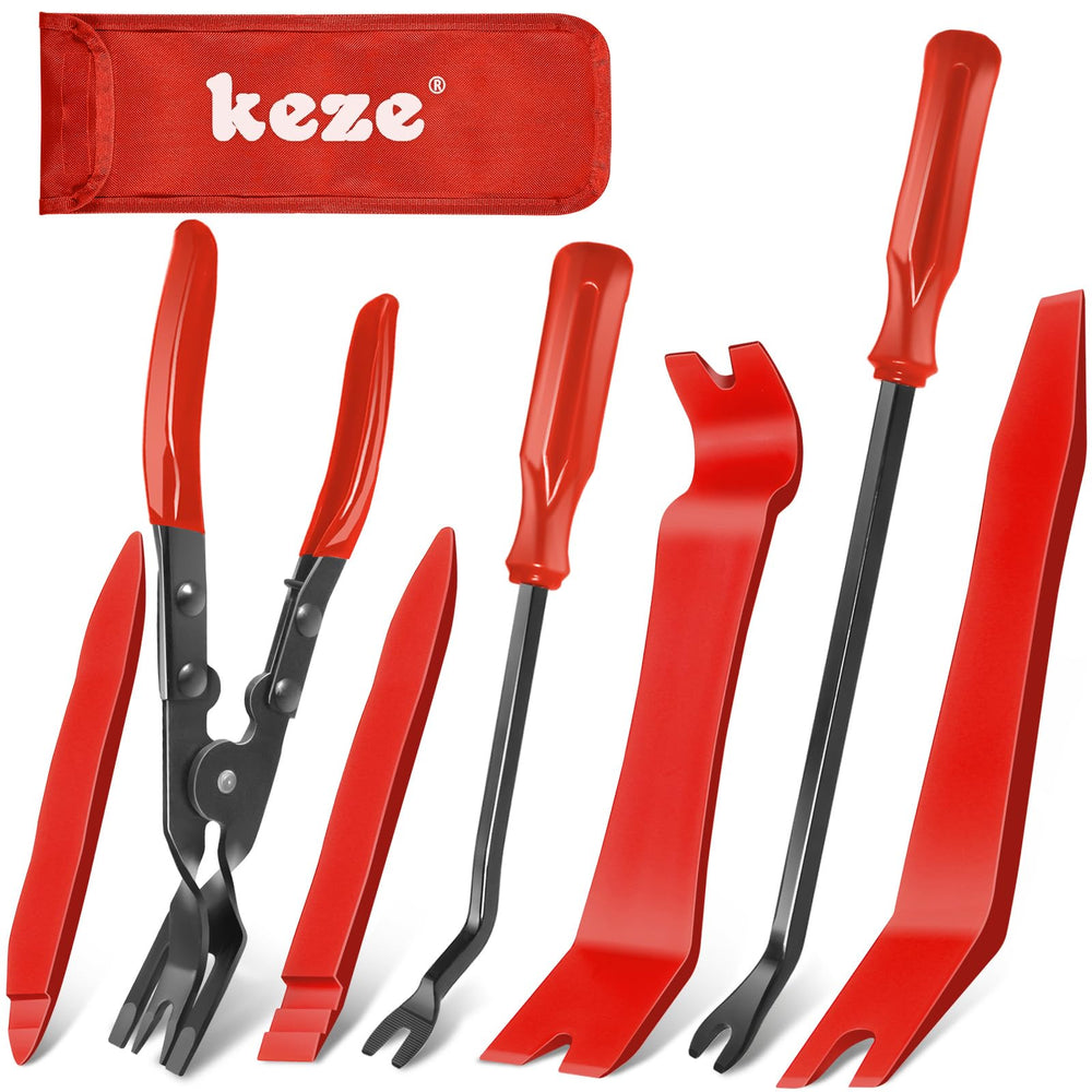 Keze auto trim tools 2-in-1 clip tool in action for scratch-free panel removal.
