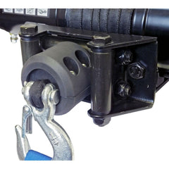 KFI-Products split cable hook stopper installation shows two halves clamped around rope.