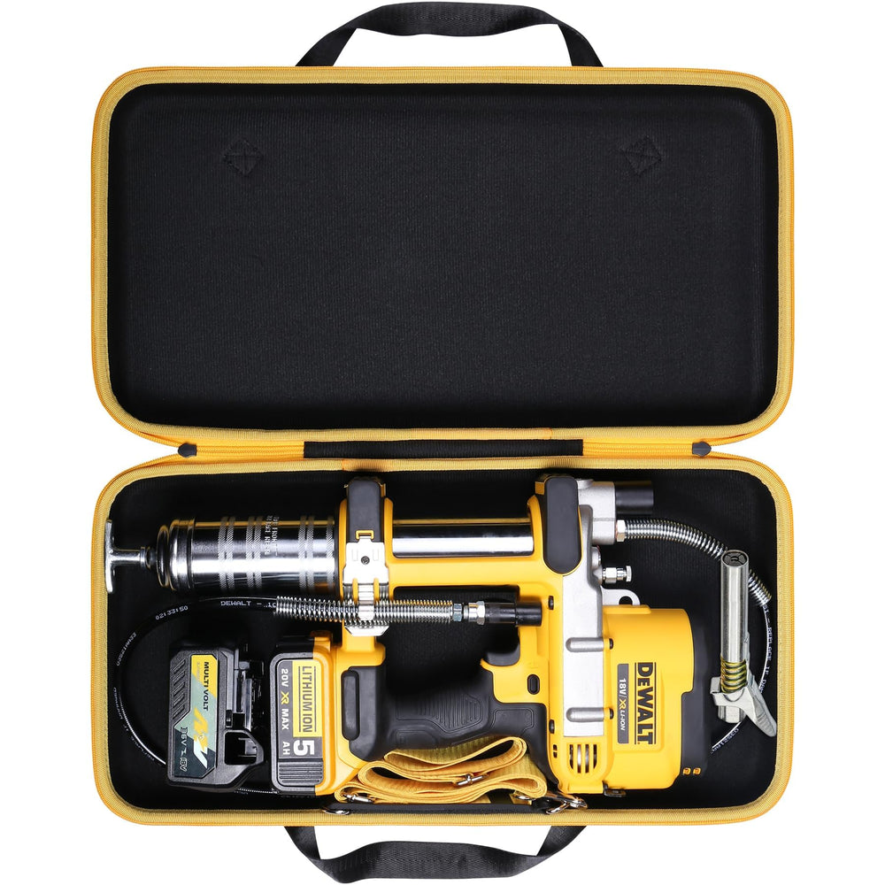 Khanka hard case exterior shell protects the DeWalt grease gun during storage.