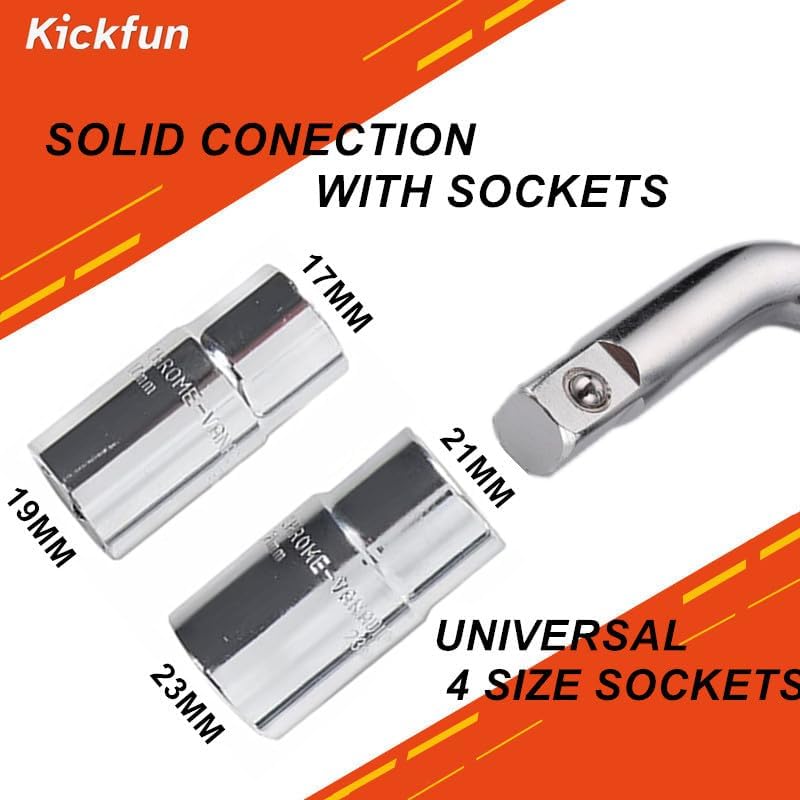 KickFun two double-ended sockets cover four sizes for broad wheel-nut fit.