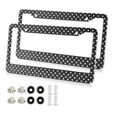Kigai license frame front view with polka dot design enhances vehicle styling.